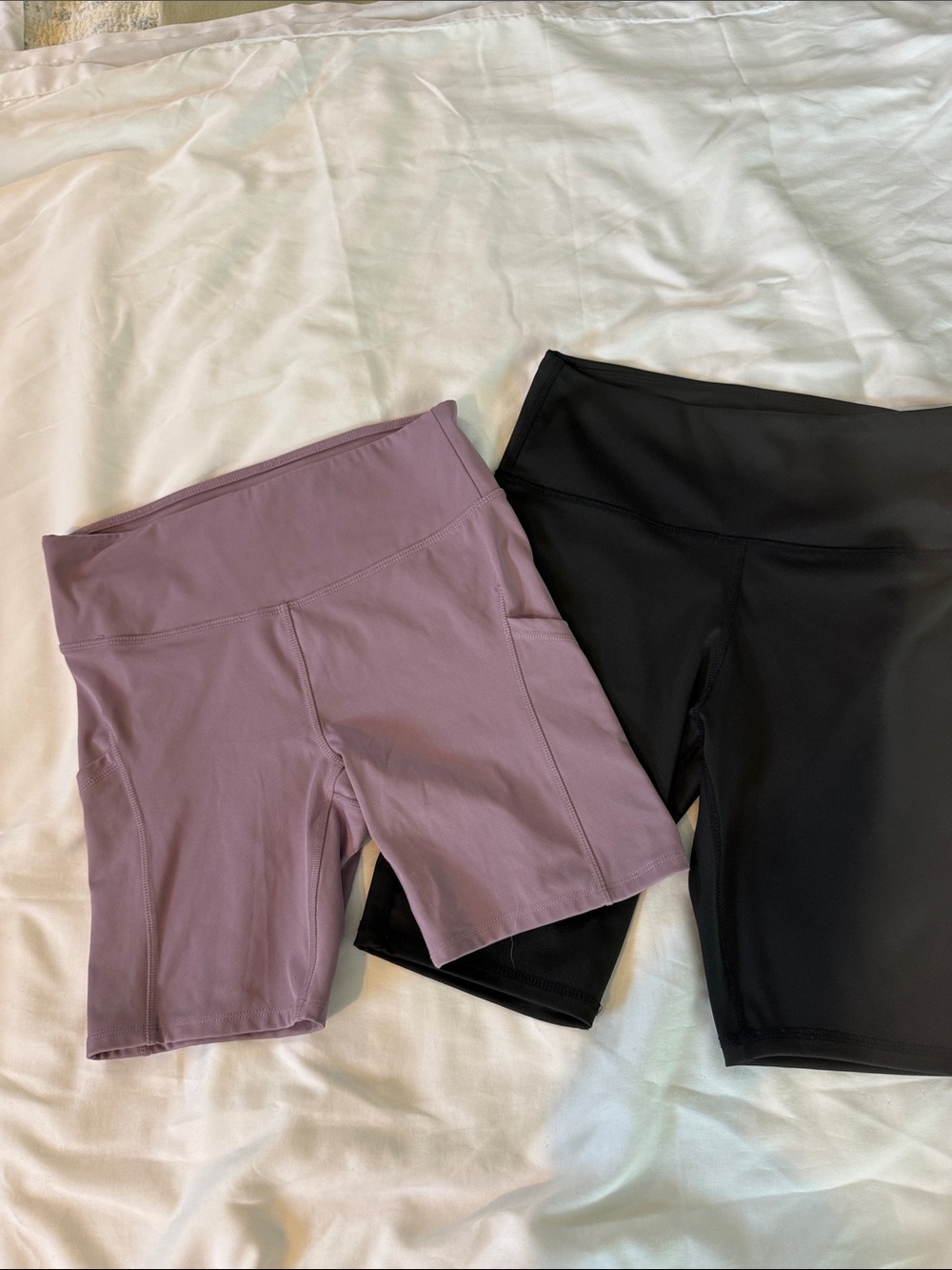 High-Rise Bike/Exercise Shorts in Mauve and Black 2 pr